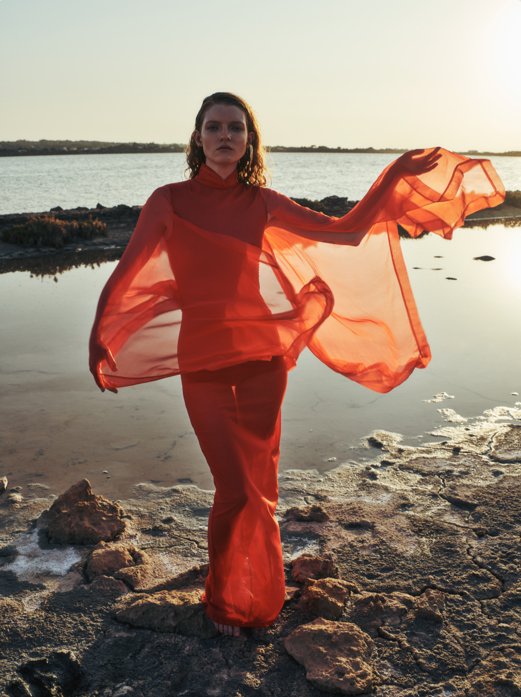 Andromeda Kimono Sleeves Dress in Red Slap – Lisa Von Tang